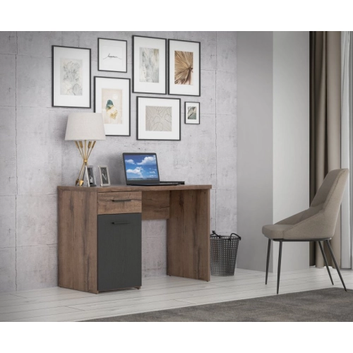 Biurko 110x55 cm z szufladą i szafką Dąb Szlachetny/Czarny